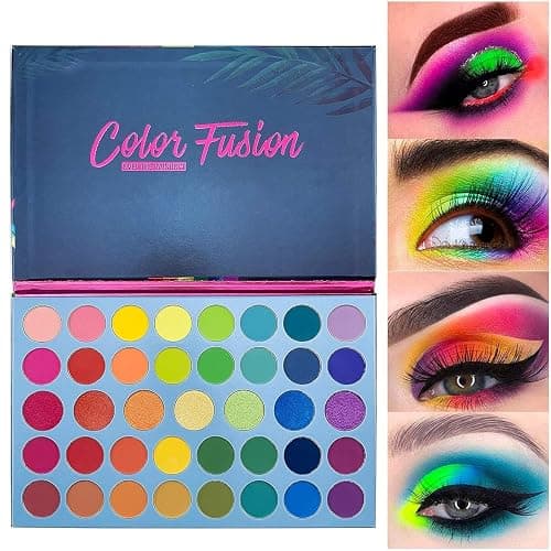 39 Colour Eyeshadow Palettes, Rainbow Colour Makeup Pallet, Glitter Matte Shimmer Metallic Pigmented Make up Professional Palette, Bright Powder Eye Pallets Makeup thumbnail 2
