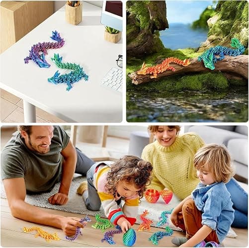 3D Printed Dragon Eggs with Dragon Inside – Fantasy Tabletop Decor, 3D Printing Toys for Kids & Adults – Unique Desktop Decoration & Collectible – Christmas Ornament & Stocking Stuffers (4 Pack) thumbnail 7