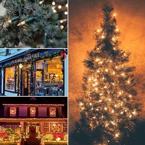 Clear Christmas String Lights 100 Count 25 Feet Incandescent Bulb Mini Lights for Indoor Xmas Tree Garland Birthday Wedding Party Festival Decoration, Green Wire thumbnail 7
