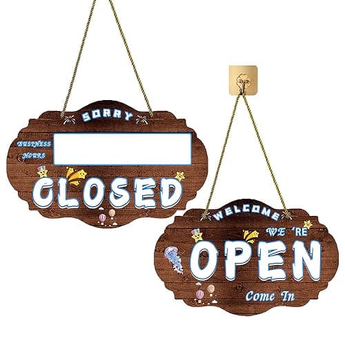 Store hours signs for business/business hours sign for glass door/hours of operation signs/Clock Will Return Will be Back, Double Sides Plastic Signs, Business Store Office Bars Retail Salon Shop - Image 1