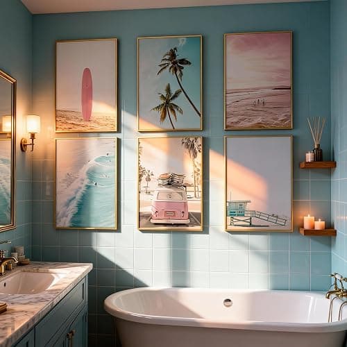 6 Pcs Casual Beach Wall Art 8x10 In Preppy Girl Gallery Wall Decor Tropical Sunbathing Coast Surfboard Bus Canvas Poster Prints Coastal for Bedrooms Living Rooms Ocean View Rooms Dorms thumbnail 6