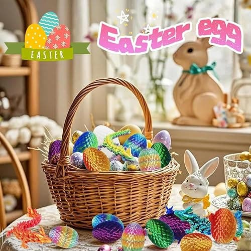 3D Printed Dragon Eggs with Dragon Inside – Fantasy Tabletop Decor, 3D Printing Toys for Kids & Adults – Unique Desktop Decoration & Collectible – Christmas Ornament & Stocking Stuffers (4 Pack) thumbnail 6
