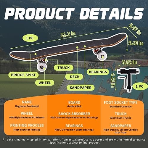 Professional Double Kick Skateboard, 31 inch Maple Deck, ABEC-9 Bearings, 95A PU Wheels, Custom Graphic Design thumbnail 2