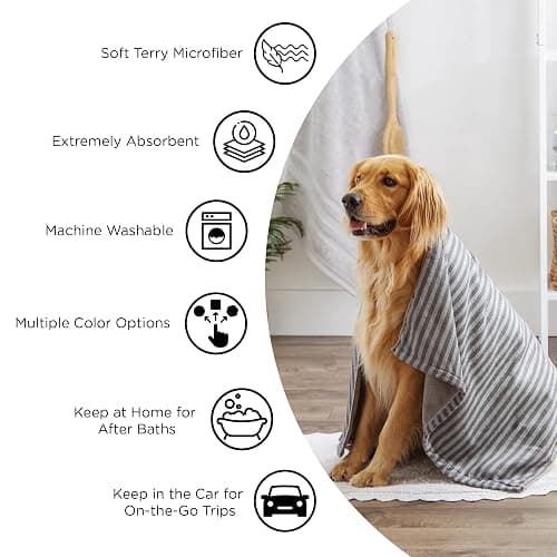 Bone Dry Pet Grooming, Embroidered Microfiber Towel Drying Collection, 15x30, Lavender thumbnail 7