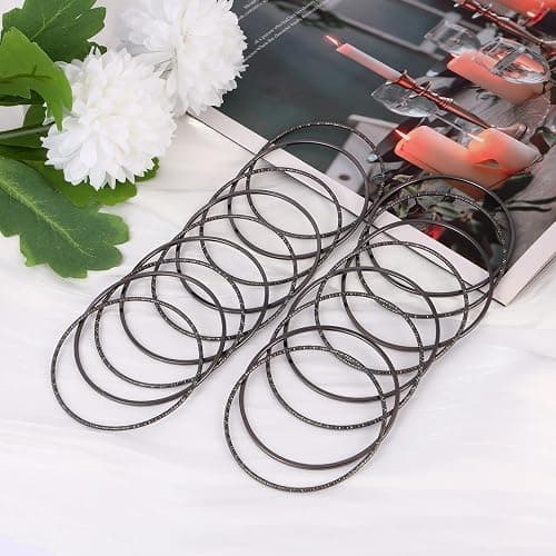 JAZTAKU 80S Multiple Textured Metal Black Bracelets & Bangles Set for Women Multi Layer Stackable Textured Bracelets Boho Jewelrys Set. thumbnail 7