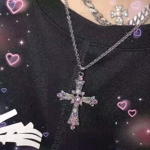 LIRUNQIN Cross Pendant Necklace Indie Punk Gothic Choker for Egirl Eboy Woman Men thumbnail 3