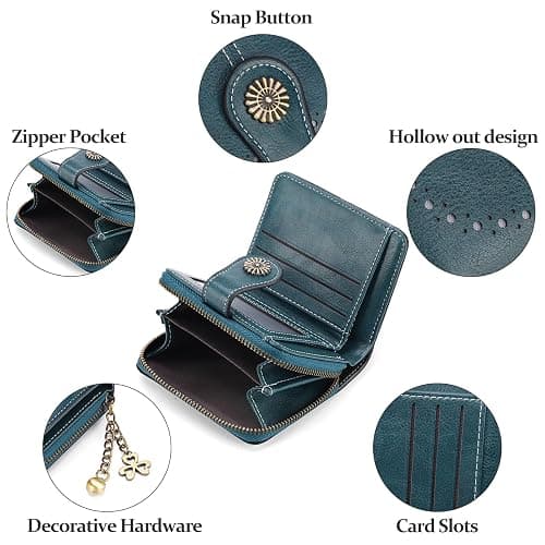 BVEOGMRO Small Wallet for Women Leather Bifold Compact RFID Blocking with Zipper Coin Pocket thumbnail 5