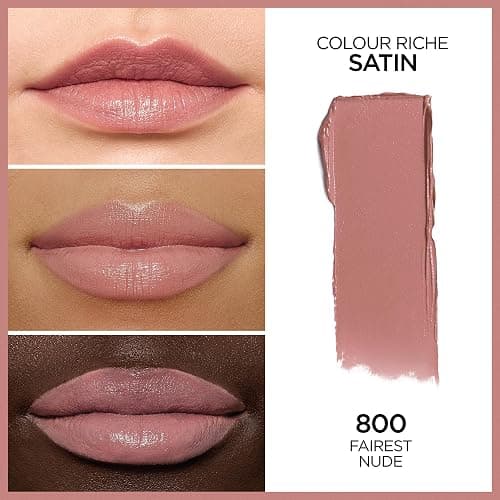 L'Oreal Paris Colour Riche Lipstick, Creamy, Long-Lasting, Lipstick for Women, Enriched Argan Oil and Vitamin E, 800 Fairest Nude, 0.13 oz (pack of 1) thumbnail 3
