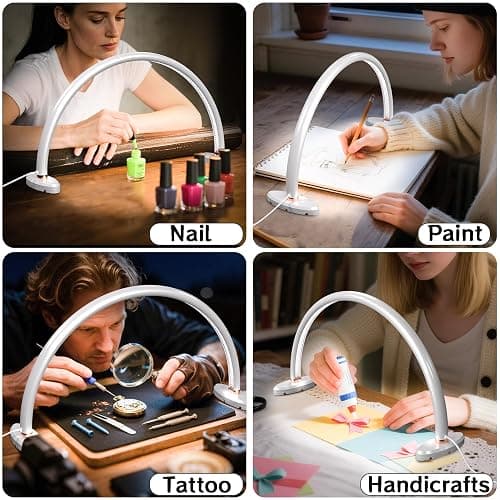 Small Half Moon Light for Nail Desk, 3 Color Temperature 3500K-6500K,180°Surround Moon Light Nail Tech,Half moon nail lamp for Manicure Sculpture Handicrafts etc Lighting,Personal DIY use 16inch thumbnail 5
