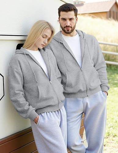 JMIERR Mens Full Zip Casual Cotton Hooded Fleece Drawstring Hoodies Pullover Sweatshirts Casual Long Sleeve Shirts thumbnail 7