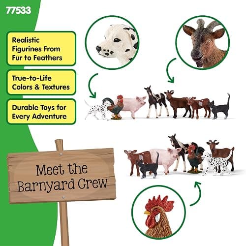 Schleich Farm World - 7 PC Farm Animal Playset with Dog, Cat, Pig, Goat, Rooster, Baby Horse and Cow Toys - Realistic Barnyard Figurines - Fun Educational Figures For Kids and Toddlers Ages 3+ | 77533 thumbnail 4