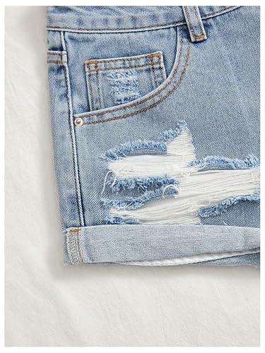 Floerns Women's Low Waisted Ripped Mini Jean Shorts Roll Hem Distressed Y2k Denim Shorts thumbnail 5