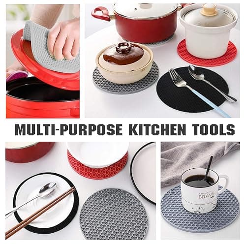 Joyhalo Trivets for Hot Dishes - Hot Pads for Kitchen, Silicone Pot Holders for Hot Pots and Pans, Silicone Mats for Kitchen Countertops, Table, Flexible Easy to Wash and Dry, Black thumbnail 6