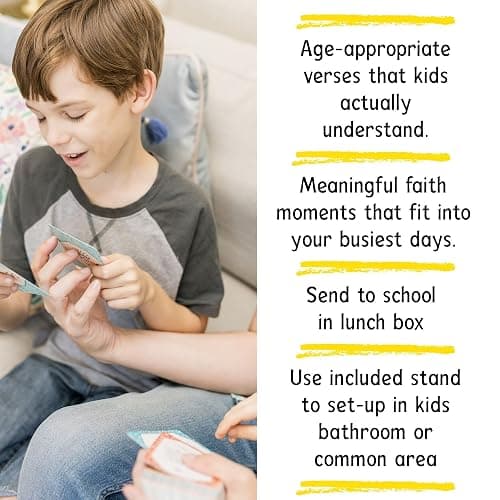 Brave Blessings Bible Verse Cards for Kids: Memory Verses, Flash Cards | ESV Translation, Set of 52 Verse Cards, Includes Wooden Display Stand for Daily Scripture Memory thumbnail 3
