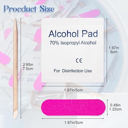 Qsnidy 30 Pack Disposable Manicure Kit Individually Packed 3-Piece Mini Press on Nail Art Tool Prep Kit Includes Mini Nail File, Cuticle Stick, Prep Pad, 30 Sets for Salon Business Home Travel Use thumbnail 3