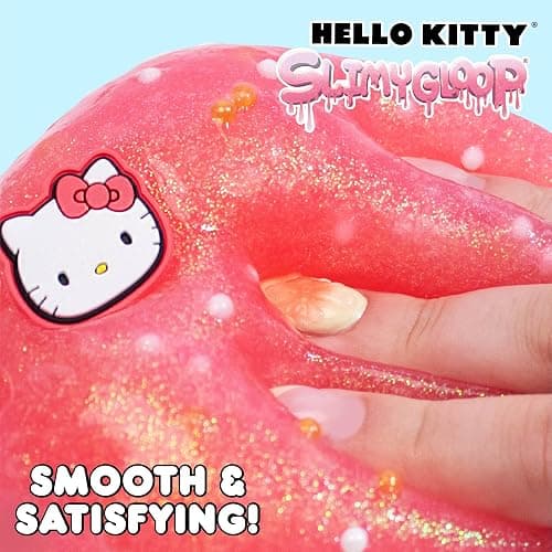 Hello Kitty SLIMYGLOOP Jar, 8 oz Red & White Cotton Candy Scented Slime, Includes Beads & Hello Kitty Charm thumbnail 6