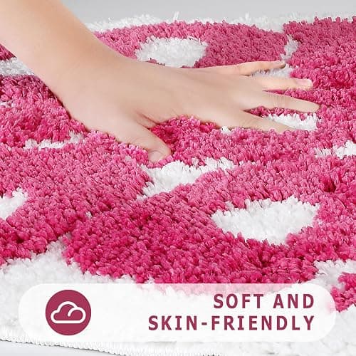 TOIVO You Look Good Bath Mat - Stylish Funny Pink Bathroom Rug with Cute Words, Absorbent & Non-Slip - 25x21 inch (RED) thumbnail 5