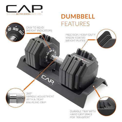 CAP Barbell ADJUSTABELL Adjustable 55 lb Hex Dumbbell Weights - Singles & Pairs | Multiple Handle Options thumbnail 3