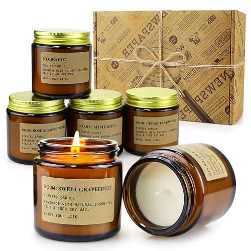 MOULENGGU 6 Pack Candles for Home Scented Aromatherapy Candle Gift Set for Women Soy Wax Long Lasting Amber Jar Candles Gift for Birthday Mother's Thanksgiving Day Present - Image 1