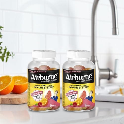 Airborne 750mg Vitamin C Gummies for Adults, Immune Support Gummies with Powerful Antioxidants VIT C & E, Caffeine Free - 2x63ct Bottle (42 Servings), Assorted Fruit Flavor thumbnail 10