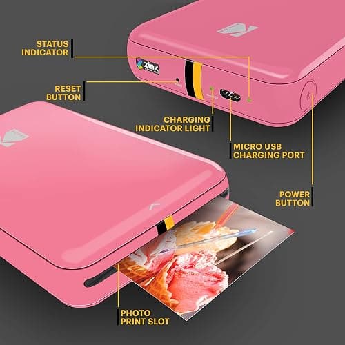 KODAK Step Instant Smartphone Photo Printer - Portable Mini Color Wireless Mobile Printer - Zink 2x3” Sticky-Back Photos - Bluetooth Compatible with iOS & Android Devices - Fun Editing App - Pink thumbnail 2