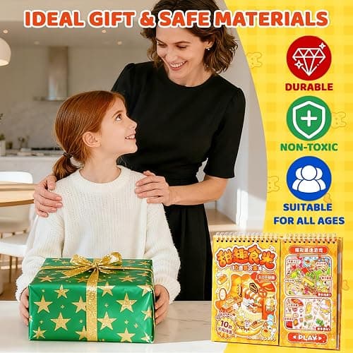 QEF 10 Sets Upgraded 3D Sticker Scene Book, Side-by-Side Cute Kawaii Stickers with 2 Tweezers, DIY Miniature Scene Sticker Book for Kids and Adults, Creative Stress Relief Activity Gift thumbnail 8