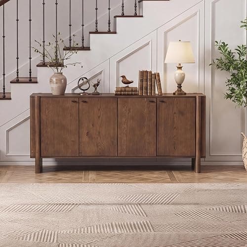 CIMOTA Brown Sideboard Buffet Cabinet with Storage, Entryway Accent Cabinet Modern Farmhouse Buffet Coffee Bar Station, Wooden Media Console Table Credenza for Living Room Kitchen Hallway thumbnail 9