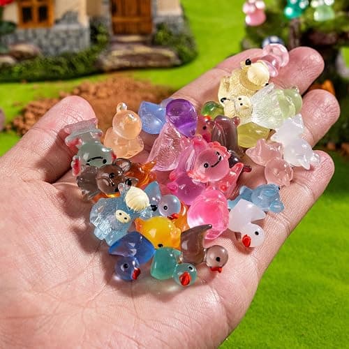 jrootouh 52pcs Mini Resin Animal Figures Bulk Duck Mushroom Frog Tiny Resin Animals Little Small Figures Miniatures for Party Favors Bag Fillers Dollhouse Decor thumbnail 2