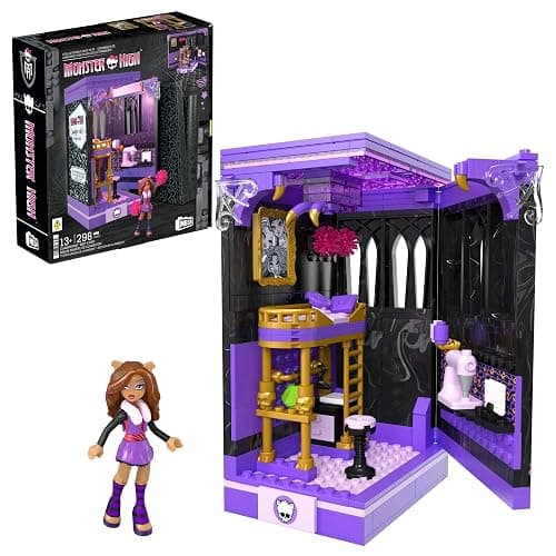 MEGA Monster High Action Figure Building Set Clawdeen's Boo-k Den with 299 Pieces, Book Nook for Collectors - Image 1
