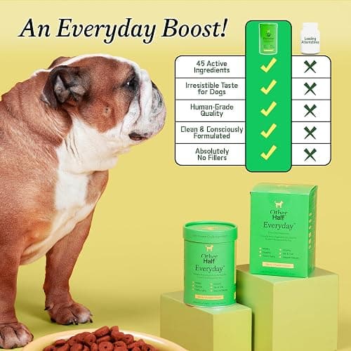 Other Half Everyday - Dog Multivitamin Supplement - Daily Joint, Gut, Allergy, Immune, Urinary Tract Support, Skin, Coat & More - Glucosamine, Chondroitin, Omega 3 & Probiotics | 45 Active Ingredients thumbnail 5