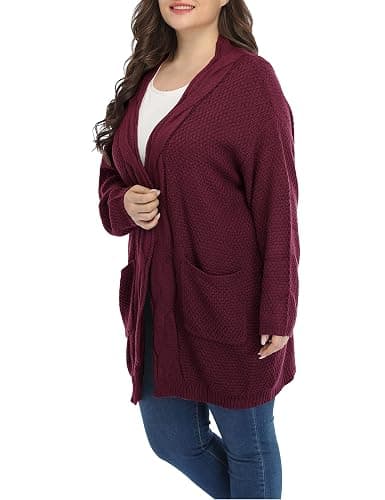 Shiaili Classic Plus Size Sweaters for Women Oversized Long Cardigans thumbnail 4