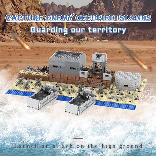 WMBickser 1120 Piece WW2 Landing Craft Battlefield Military Fortresses Building Block Set Toys for Kids.Including Fortresses,Landing Craft, Turrets.The Best Gift for Military Enthusiasts. thumbnail 4