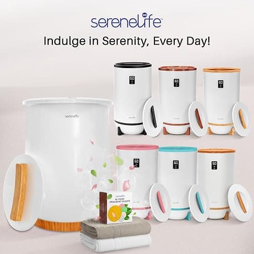 SereneLife Bucket-Towel Warmers, White Large-Towel Warmer for Spa and-Bathroom, Luxury-Towel Heater Gifts for Him & Her, Auto Shut-Off, Fits 2 large-Bath-Towels, Blankets-Bathrobes, PJ's (Bamboo) thumbnail 7