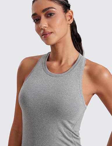 CRZ YOGA Seamless Crewneck Tank Tops for Women - Workout Athletic Running Gym Sleeveless Shirts Racerback Breathable Tee thumbnail 3