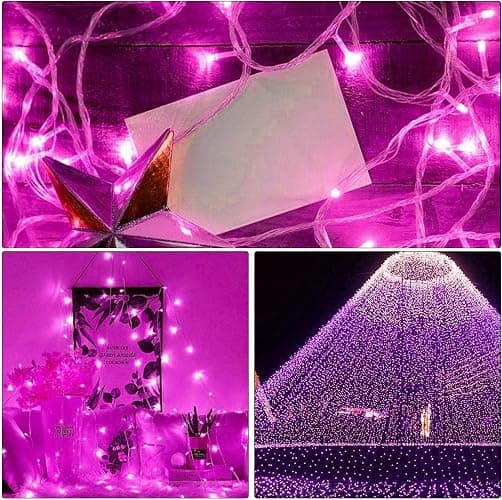 ILLUMINEW Pink String Lights Outdoor Valentines Day Decorations, 8 Modes Fairy Christmas Lights Plug in for Bedroom Tree Outsides Decor (Pink, 300Led) thumbnail 2