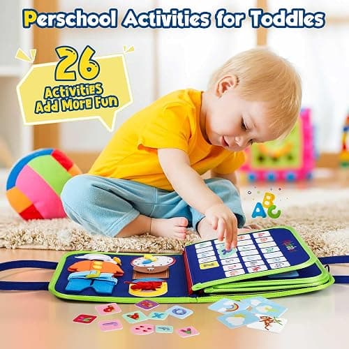 Winblo Toddler Busy Board - Montessori Toys for Toddler Boy Birthday Gift, Educational Learning Sensory Busy Book for Toddler Boys, Toddlers Activities Travel Toys for Airplane Car thumbnail 4