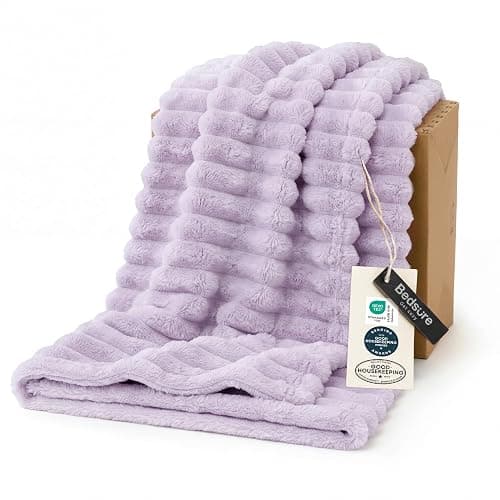 Bedsure Soft Throw Blanket for Couch Decor Gifts Lavender Fog 50"x60" | Birthday Gifts for Women Mom Her, Warm Lightweight Cozy Fluffy Throw Blanket Sofa, Dorm Room Home Decor, Machine Washable - Image 1