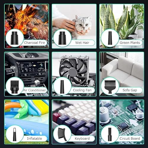 Compressed Air Duster, 3 Gear Adjustable 110000RPM Electric Air Blow Portable Keyboard Cleaner with LED Light, Rechargeable Dust Off Cordless Air Duster for Computer, Car, Electric Devices thumbnail 3