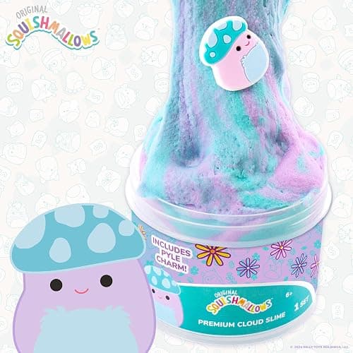 Original Squishmallows Pyle The Mushroom Premium Cloud Slime, Grape Scent, 8 oz. Jar Storage Container with Figurine Topper, Rubber Charm, Goodie Bags Stuffers, Kids Party Favors, Sensory Toys thumbnail 4