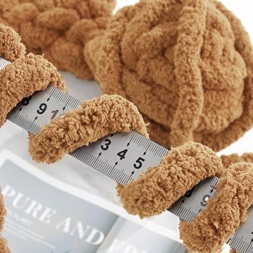 MABOZOO Assorted Chunky Yarn for Crocheting 8 Pack,Fluffy Jumbo Chenille Yarn,Soft Plush Yarn Bulky,Giant Thick Fuzzy Yarn for Hand or Arm Knitting,Khaki & Coffee(31.7 yds,8 oz Each Skein) thumbnail 3