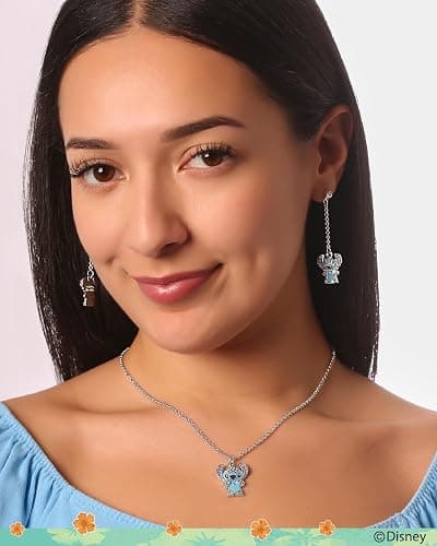 Disney Stitch Necklace for Women Official License, 16"+3" Fashion Pave Crystal Stitch Jewelry for Women thumbnail 2