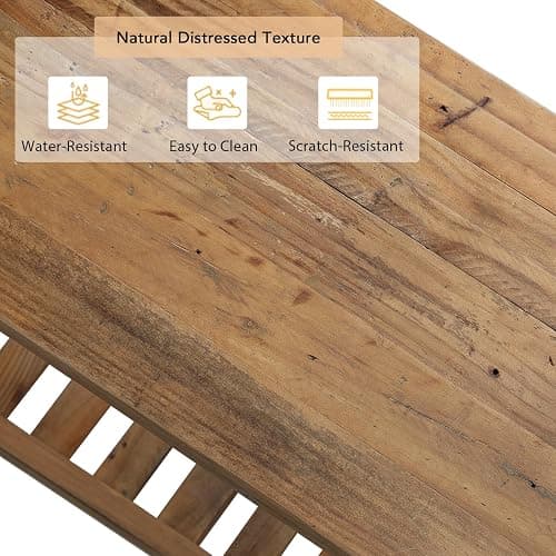 HOKYHOKY Reclaimed Solid Wood Console Table, 59" Long Farmhouse Entryway Tables, Rectangular Couch Table Behind Sofa, 2 Tiers Accent Tables for Hallway, Entrance, Foyer, Living Room thumbnail 9