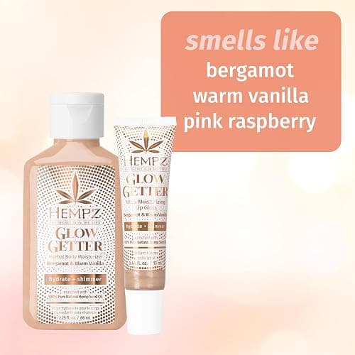 Hempz Frosted Glow Kit, Illuminating Mini Body Lotion and Shimmer Lip Gloss Duo, Limited Edition Glitter Gift Set, 2.25 oz and .44 oz thumbnail 5