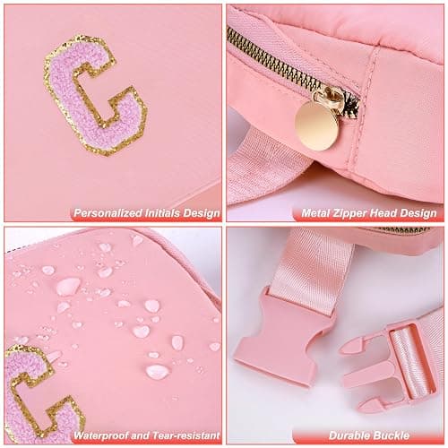 Uygafly Graduation Gifts for Girls Teen,Belt Bag for Women Girls Initial Crossbody Bag Waist Packs Teens Fanny Pack,Personalized Accessories for Preppy Cute Stuff Gifts for Teens Girls Kids | Peach,C thumbnail 5