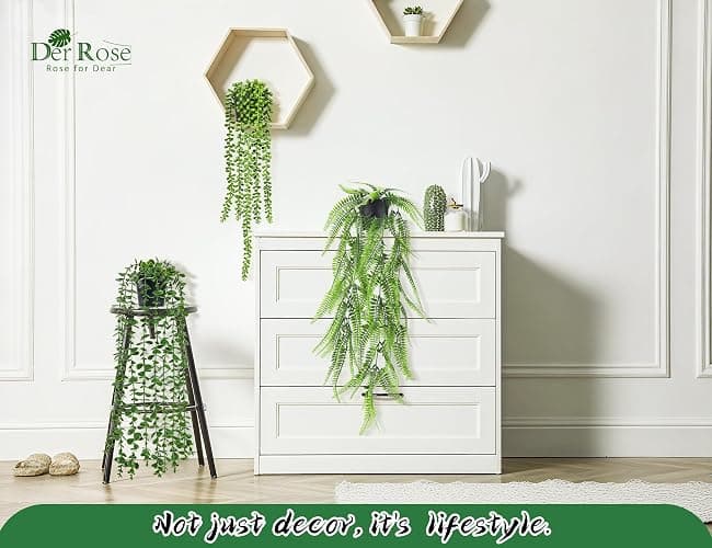 Der Rose 4Pcs Fake Plants Hanging Artificial Ivy Vine Faux Eucalyptus Hanging Plants, Boston Fern, String of Pearls for Living Room Bedroom Boho Wall Shelf Indoor Outdoor Decor thumbnail 8