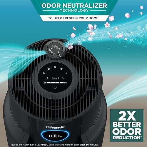 Shark Air Purifier for Home, NeverChange, for Large Room, HEPA-Exceeding Filter, Captures Pollutants, Pet Dander, Dust, Odor, Smoke, and More, Odor Neutralizer, HP152, Charcoal thumbnail 8