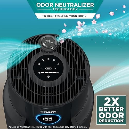 Shark Air Purifier for Home, NeverChange, for Large Room, HEPA-Exceeding Filter, Captures Pollutants, Pet Dander, Dust, Odor, Smoke, and More, Odor Neutralizer, HP152, Charcoal thumbnail 9