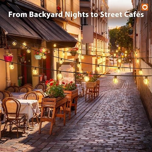addlon 100FT Outdoor String Lights G40 with Remote, 54 LED Shatterproof Bulbs, Dimmable Patio Globe Lights Waterproof, Hanging Outside Lighting for Backyard, Garden, Deck, Balcony, Porch, Café, Decor thumbnail 9