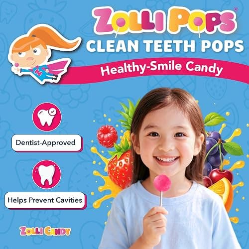 Zollipops Clean Teeth Pops Sugar Free Candy with Xylitol, Dye-Free Lollipops - Keto & Diabetic-Friendly, Dentist-Approved Treats for Kids (Natural Fruit Flavors, 1lb Tub) thumbnail 2