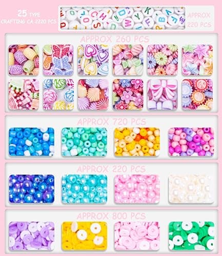 MiuCo Bracelet Making Kit for Kids Girls - Cute Beads for Jewelry Making Kit with Charms - Arts and Crafts for Make Necklaces - Birthday Gifts for Girls Ages 5 6 7 8 9 10 (Kids' Jewelry Making Kits) thumbnail 3